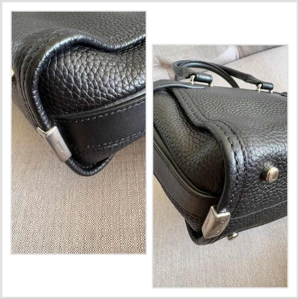 COACH Mini Swagger 21 Pebble Leather Satchel Black Crossbody Bag Authentic